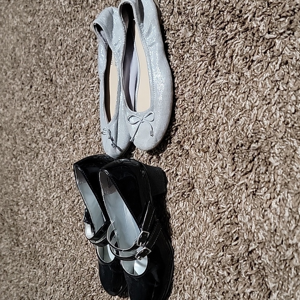 American Eagle Size 13 Black Gray Sparkles Heels Flats Dress Shoes - Picture 4 of 12